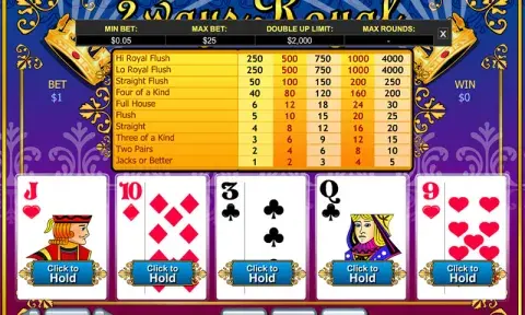 2 Ways Royal Video Poker Game